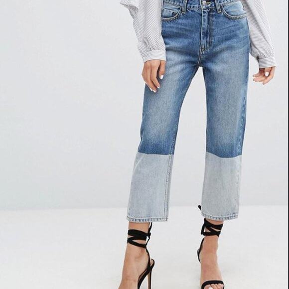 EVIDNT Los Angelos Malibu Crop Jeans Sz 30 Dip Dyed Two Toned Capri NWT Festival - Picture 3 of 15